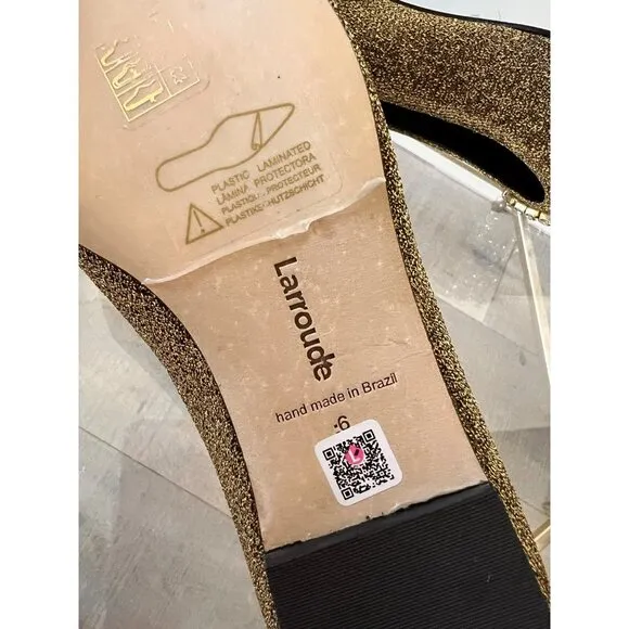 Larroudé Lee Crystal-Embellished Lurex Flats Size 6