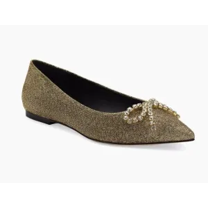 Larroudé Lee Crystal-Embellished Lurex Flats Size 6