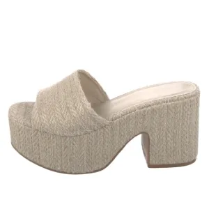 Larroudé Miso Raffia Platform Slide Sandals Size 9.5