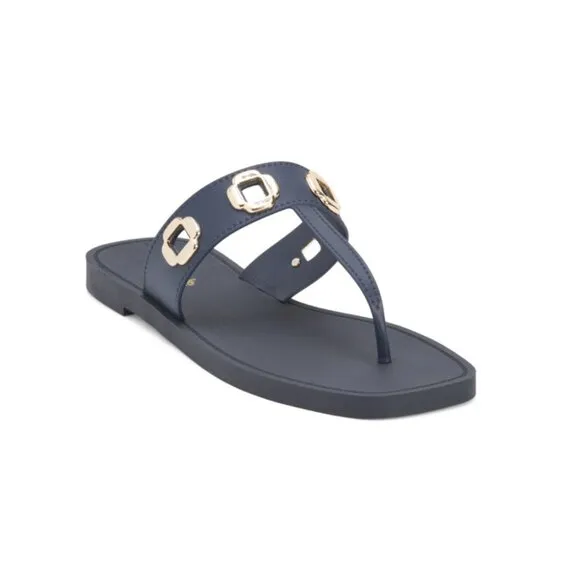 LARROUDE Navy Made In Brazil Milan Slide Sandals