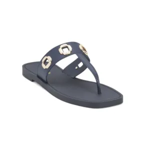 LARROUDE Navy Made In Brazil Milan Slide Sandals
