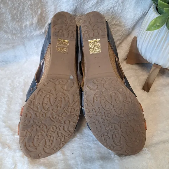 L'Artiste By Spring Step Jadora Leather Wedge Sandals Boho Artsy Size 11