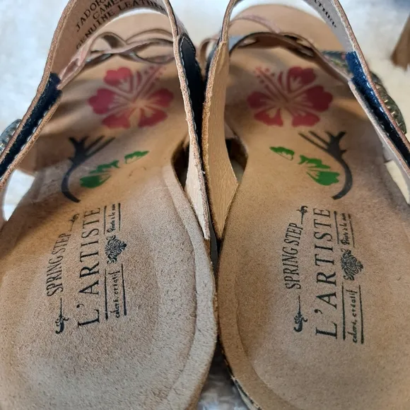 L'Artiste By Spring Step Jadora Leather Wedge Sandals Boho Artsy Size 11