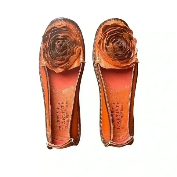 L’Artiste by Spring Step Orange Dezi Leather Flats 6.5