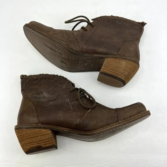 Latigo Kat Brown Crochet Lace Up Ankle Boots