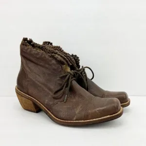 Latigo Kat Brown Crochet Lace Up Ankle Boots