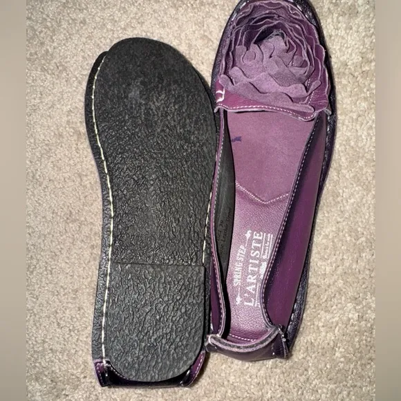 L'ATISTE by Spring step Dezi Purple Rosette loafer Flats nwob sz 39