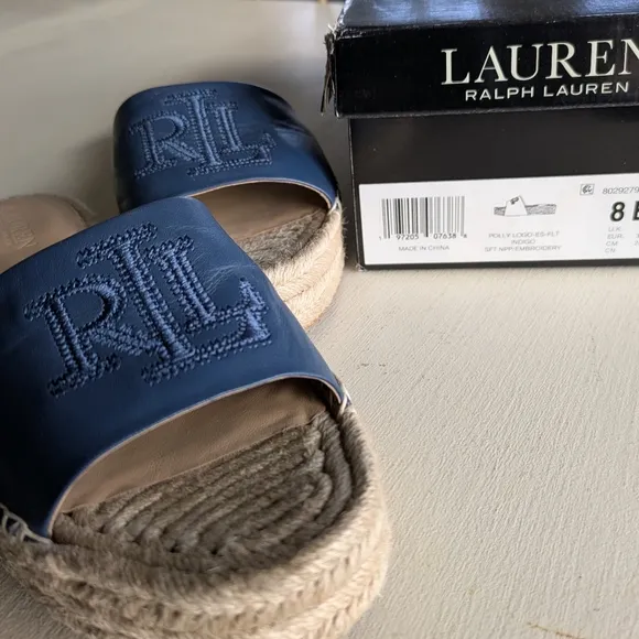 Lauren Ralph Lauren Blue Polly Espadrille Slides
