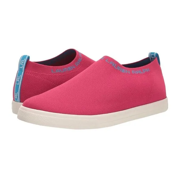 LAUREN RALPH LAUREN JORDYN Women's Stretch Slip On Low Top Flats Sneakers Pink