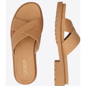 LAUREN Ralph Lauren Kelsie Slide Sandals for Women Leather Lining Size 9