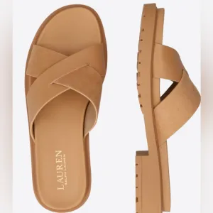 LAUREN Ralph Lauren Kelsie Slide Sandals for Women Leather Lining