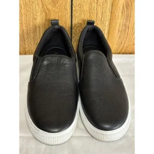 Lauren Ralph Lauren Tumbled Haddley Women's Leather Slip-On Sneakers Black SZ 11