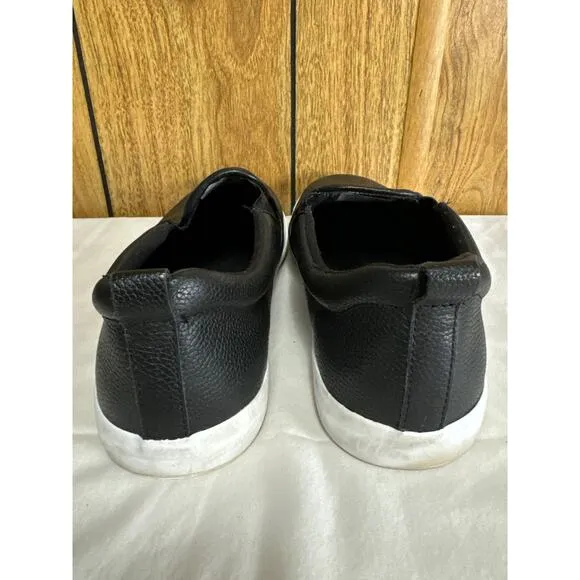 Lauren Ralph Lauren Tumbled Haddley Women's Leather Slip-On Sneakers Black SZ 11