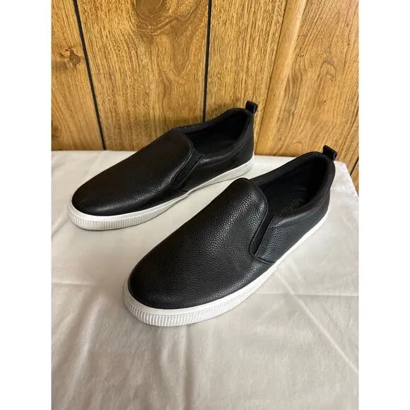 Lauren Ralph Lauren Tumbled Haddley Women's Leather Slip-On Sneakers Black SZ 11