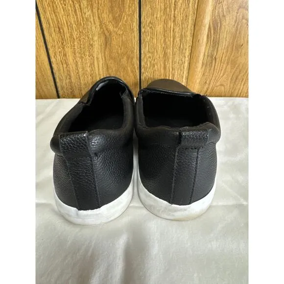 Lauren Ralph Lauren Tumbled Haddley Women's Leather Slip-On Sneakers Black SZ 11
