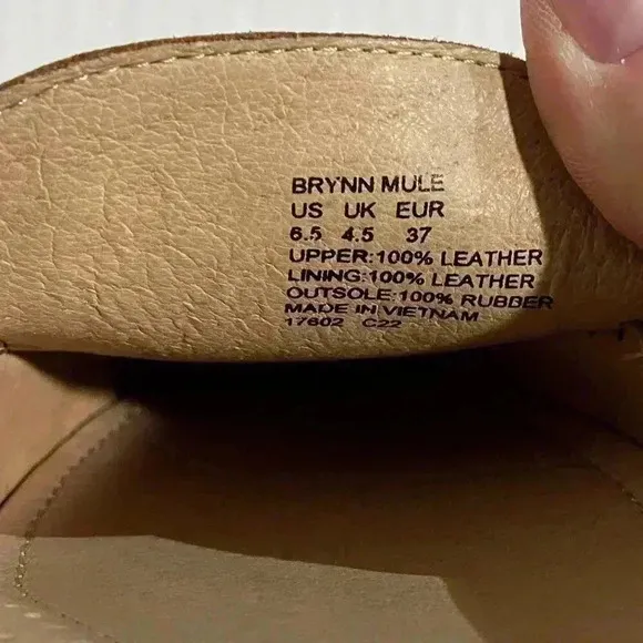 Lauren Ralph Lauren Women's Leather Brynn Driver Mule Flats 6.5 Deep Saddle Tan