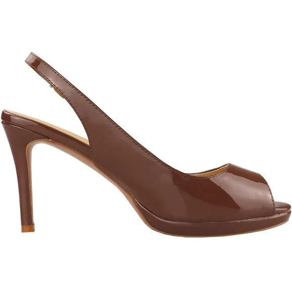 Leather Comfort Platform High Heel Slingback Sexy Peep Toe Stiletto Pumps