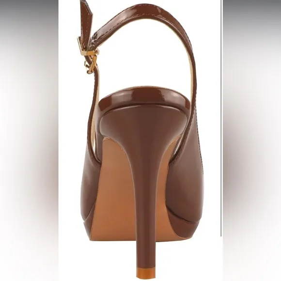 Leather Comfort Platform High Heel Slingback Sexy Peep Toe Stiletto Pumps