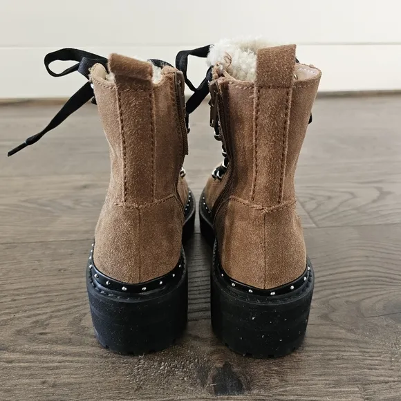 Leather Rainier Chestnut Suede Leather Lace-Up Platform Ankle Boots