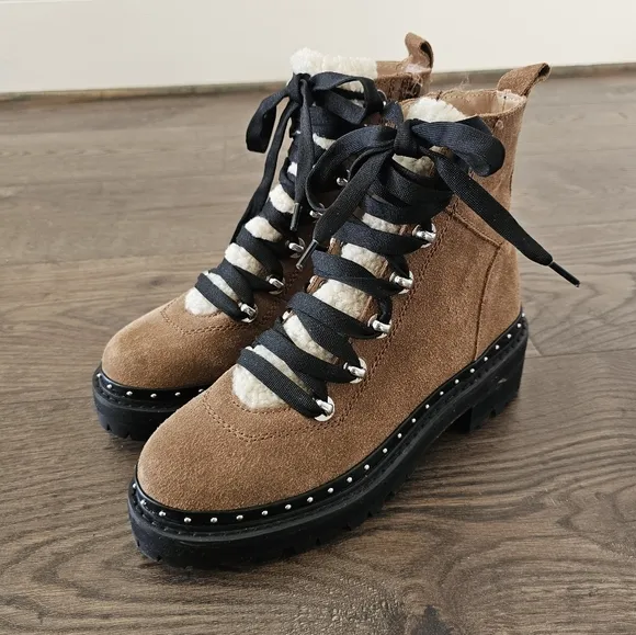 Leather Rainier Chestnut Suede Leather Lace-Up Platform Ankle Boots
