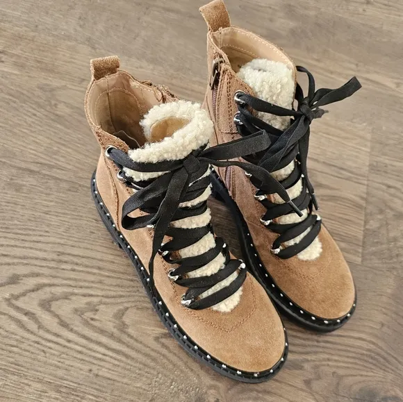 Leather Rainier Chestnut Suede Leather Lace-Up Platform Ankle Boots