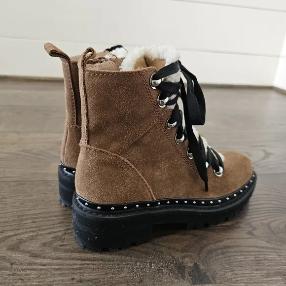 Leather Rainier Chestnut Suede Leather Lace-Up Platform Ankle Boots