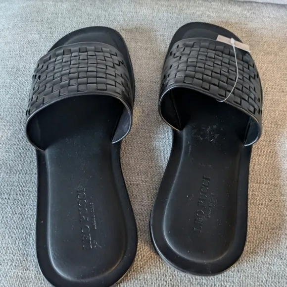 Leo Pucci Woven Single Band Men 11.5 Made In Italy Leather Sandal 012025