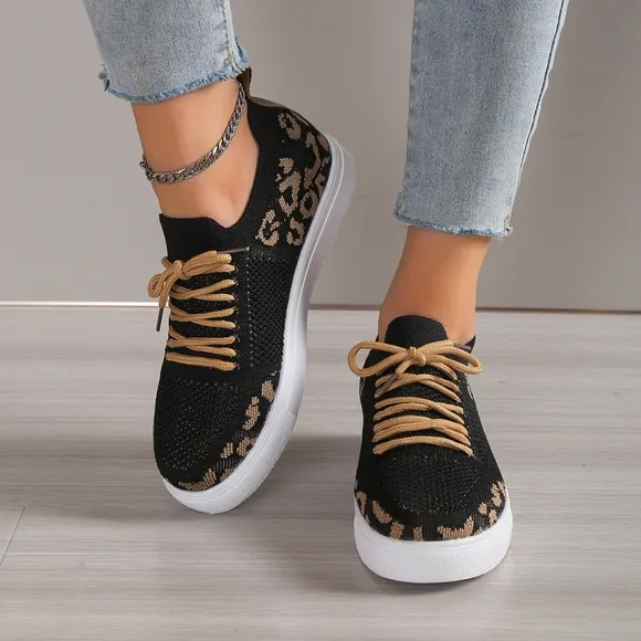 Leopard Glide Sneakers - Black