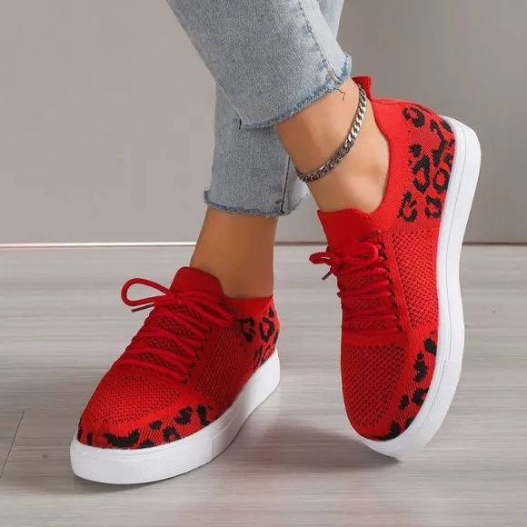 Leopard Glide Sneakers - Red