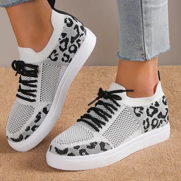 Leopard Lace-Up Sneakers