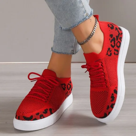 Leopard Lace-Up Sneakers