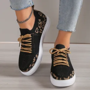Leopard Lace-Up Sneakers