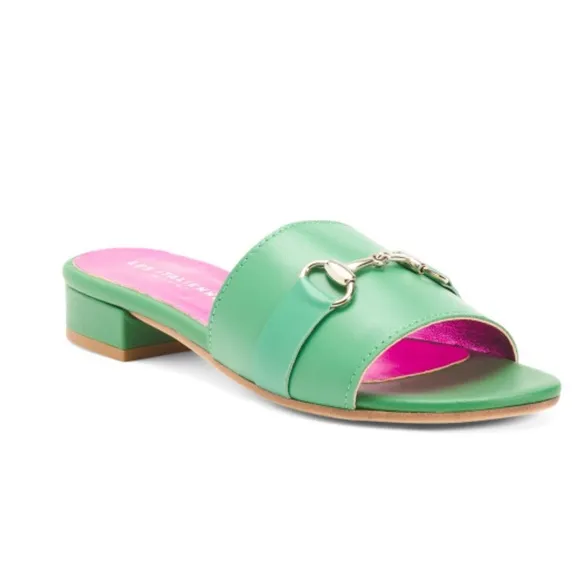 LES ITALIENNES Made In Italy Leather Slide Flat Sandals