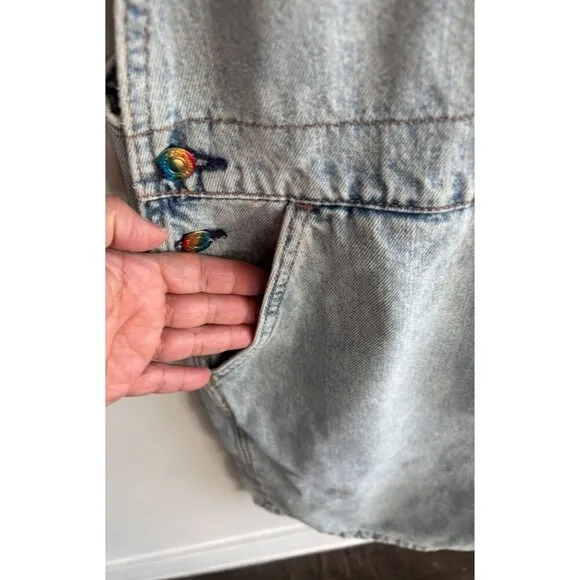 Levi's Pride Liberation Womens Bib Overalls Shortalls Romper Denim Blue Sz L