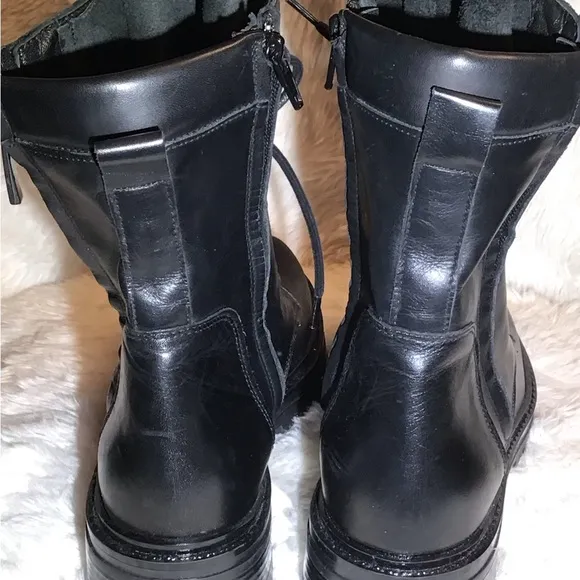 L’idea by Lori black leather lace up boots size 8