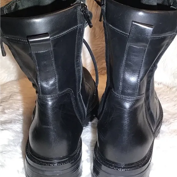 L’idea by Lori black leather lace up boots size 8