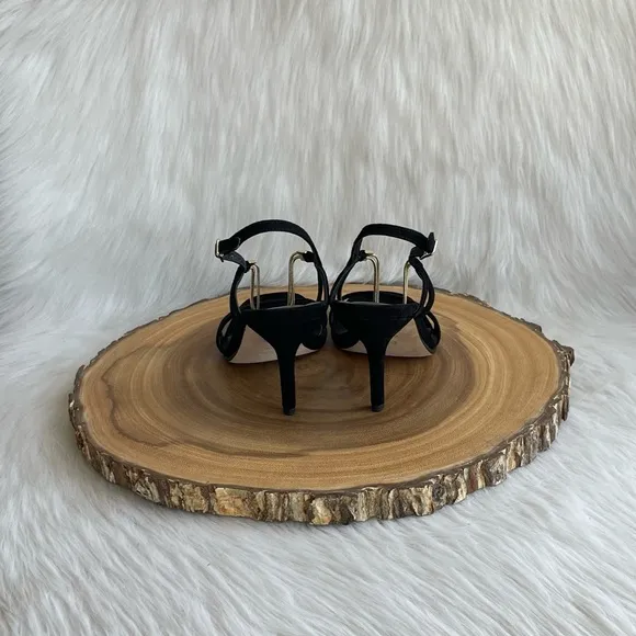 LIKE NEW Diane Von Furstenberg black suede open toe heeled sandals