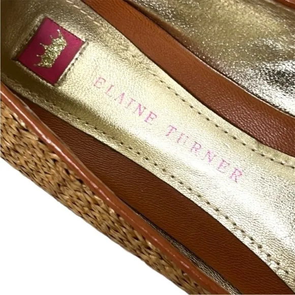Like New Elaine Turner Wicker Bamboo Accent Flats Size 8.5