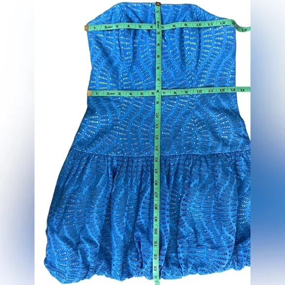 Lilly Pulitzer Worth Blue Emma Strapless Eyelet Bubble Dress Size 2 NWOT