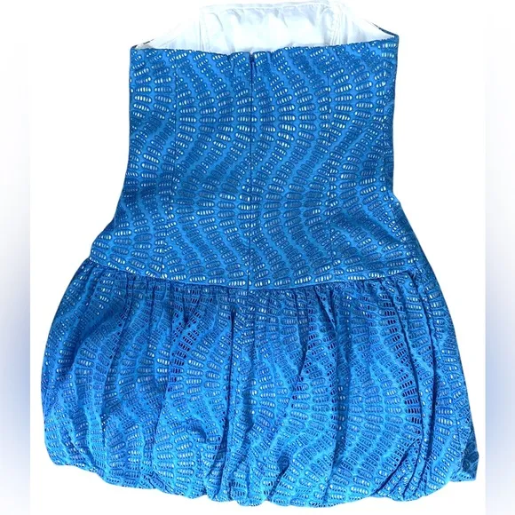 Lilly Pulitzer Worth Blue Emma Strapless Eyelet Bubble Dress Size 2 NWOT