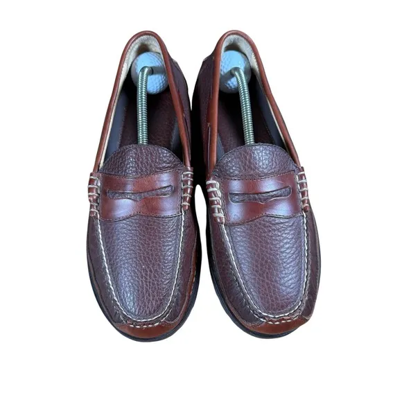 LL Bean 244478 Allagash Bison Handsewn Leather Penny Loafer Mens 10 EE EUC