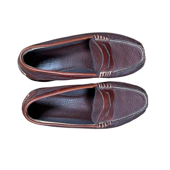 LL Bean 244478 Allagash Bison Handsewn Leather Penny Loafer Mens 10 EE EUC