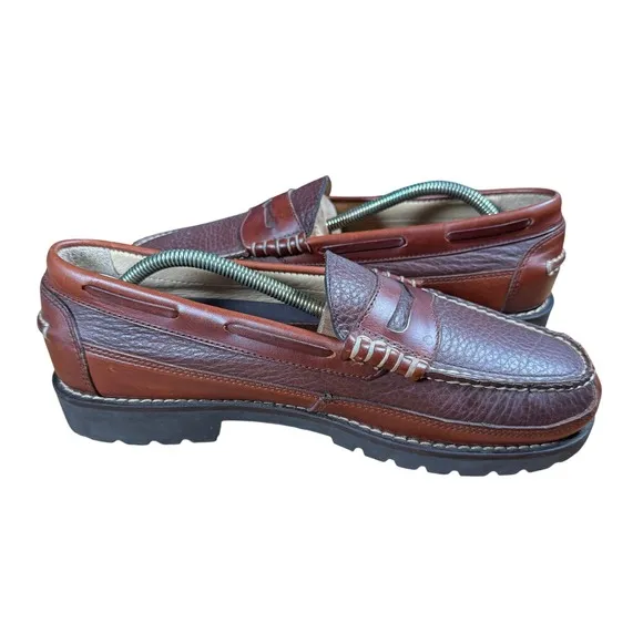 LL Bean 244478 Allagash Bison Handsewn Leather Penny Loafer Mens 10 EE EUC