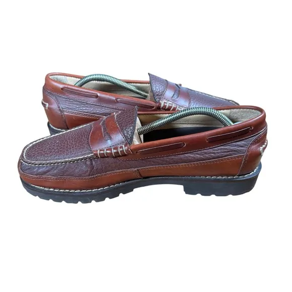 LL Bean 244478 Allagash Bison Handsewn Leather Penny Loafer Mens 10 EE EUC