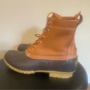 L.L. Bean Maine Light Brown Tall Leather Duck Hunting Boots Lace up Men's Size 9