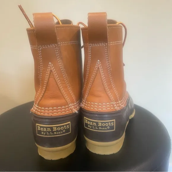 L.L. Bean Maine Light Brown Tall Leather Duck Hunting Boots Lace up Men's Size 9