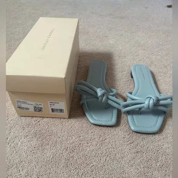 Loeffler Randall Blue Hadley Bow Flat Sandals