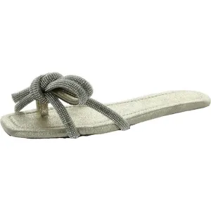Loeffler Randall Womens Hadley Gold Rhinestone Metallic Slide Sandals New