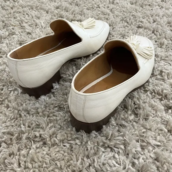 Loewe Women’s White Leather Tassel Loafers Flats Sz 10 - Retail $1000