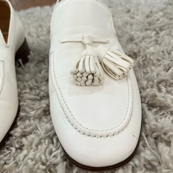 Loewe Women’s White Leather Tassel Loafers Flats Sz 10 - Retail $1000